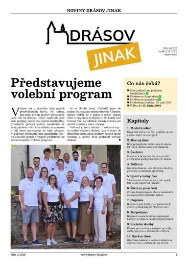 Titulní strana – Číslo 2 předvolebních novin